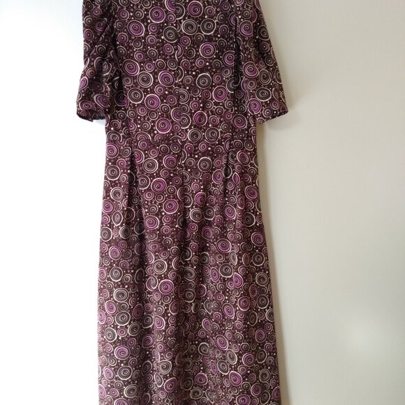 Handmade Mennonite Cape Dress 40"B 37"W Brown Purple Swirl AS IS - Picture 9 of 10